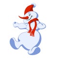 Funny Dancing Snowman. Cartoon character.