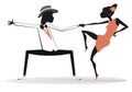 Romantic dancing young African couple isolated illustration