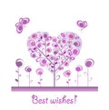Funny decorative abstract lilac tree in heart shape