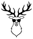 Funny deer head in sunglasses. Hipster line icon