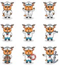 Funny Deer Sailor cartoon set Royalty Free Stock Photo