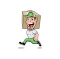 Funny delivery worker smiling design illustration