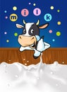 Funny design with cow recommending great milk - vector illustration Royalty Free Stock Photo