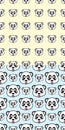 Funny design smile Panda cartoon seamless pattern with two option for background and wallpaper Royalty Free Stock Photo