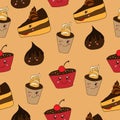 Funny desserts pattern Royalty Free Stock Photo