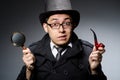 Funny detective with pipe Royalty Free Stock Photo
