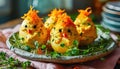 Funny deviled egg chicks for Easter Royalty Free Stock Photo