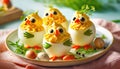 Funny deviled egg chicks for Easter Royalty Free Stock Photo