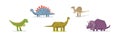 Funny Dinosaur Animal as Prehistoric Wild Beast Vector Set