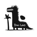 Funny dinosaur, black silhouette, childish style for your design