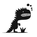 Funny dinosaur, black silhouette, childish style for your design