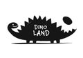 Funny dinosaur, black silhouette, childish style for your design