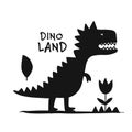 Funny dinosaur, black silhouette, childish style for your design