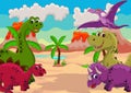 Funny dinosaur cartoon set