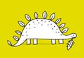 Funny dinosaur, childish style. Sketch for your design Royalty Free Stock Photo