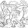 Funny dinosaur. Coloring book. Cartoon vector illustration