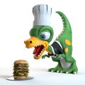 Funny dinosaur cook