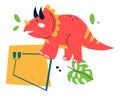 Funny dinosaur - flat design style colored illustration Royalty Free Stock Photo