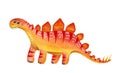 funny dinosaur watercolor isolated on white background stegosaurus