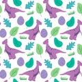 Funny dinosaurs seamless pattern Ideal for cards, invitations, party, banners, kindergarten, baby shower, preschool and children