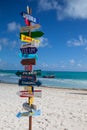 Funny direction signpost with distance to many different countri Royalty Free Stock Photo