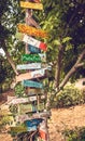 Funny directions signpost Royalty Free Stock Photo