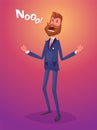 Funny disappointment business man character. vector illustration.