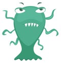 Funny disease monster. Green cartoon microbe character