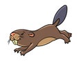 Funny diving beaver. Kids vector illustration