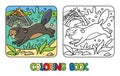 Funny diving beaver. Kids coloring book. Vector