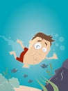 Funny diving man Royalty Free Stock Photo