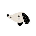 Funny Dog Animal Illustration with Black ears and white face