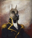 Funny Dog General, Commodore, Oil Painting Royalty Free Stock Photo