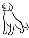 Funny dog black outline isolated on the white background