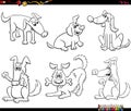 Funny dog characters set coloring book page Royalty Free Stock Photo