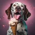 funny dog eating icecream Royalty Free Stock Photo