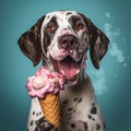 funny dog eating icecream Royalty Free Stock Photo