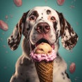 funny dog eating icecream Royalty Free Stock Photo