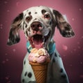funny dog eating icecream Royalty Free Stock Photo
