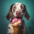 funny dog eating icecream Royalty Free Stock Photo