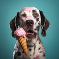 funny dog eating icecream Royalty Free Stock Photo