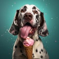 funny dog eating icecream Royalty Free Stock Photo