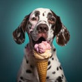 funny dog eating icecream Royalty Free Stock Photo