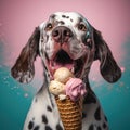 funny dog eating icecream Royalty Free Stock Photo