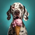 funny dog eating icecream Royalty Free Stock Photo