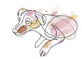 Funny dog linear vector illustration isolated, Jack Russel Terrier pet playful and cute.