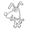 Funny dog outline, cartoon character, painted cute animal, black and white drawing, silhouette, sketch, coloring. Comical puppy Royalty Free Stock Photo