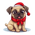 funny dog puppy wearing santa claus christmas costume by AI Generated Royalty Free Stock Photo
