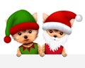Funny Dog Santa and Elf. Christmas concept Royalty Free Stock Photo