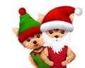 Funny Dog Santa and Elf. Christmas concept Royalty Free Stock Photo